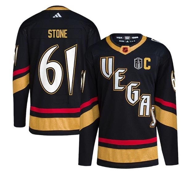 Men's Vegas Golden Knights #61 Mark Stone Black 2023 Stanley Cup Final Reverse Retro Stitched Jersey