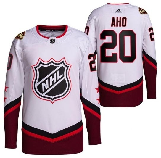 Men's Carolina Hurricanes #20 Sebastian Aho 2022 All-Star White Stitched Jersey