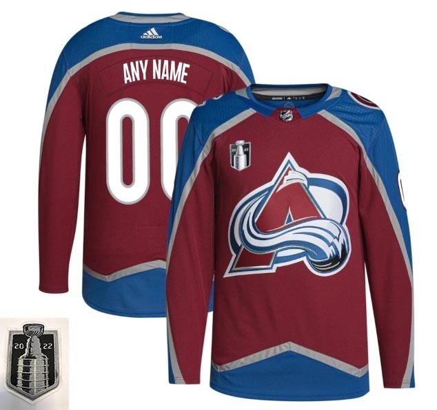 Men's Colorado Avalanche Custom 2022 Burgundy Stanley Cup Final Patch Stitched Jersey(Name and number remark in comment column)