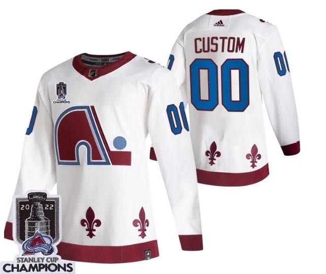 Men's Colorado Avalanche Avtive Player Custom 2022 White Stanley Cup Champions Patch Reverse Retro Stitched Jersey(Name and number remark in comment column)