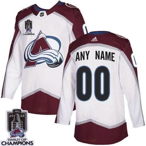 Men's Colorado Avalanche Avtive Player Custom 2022 White Stanley Cup Champions Patch Stitched Jersey(Name and number remark in comment column)