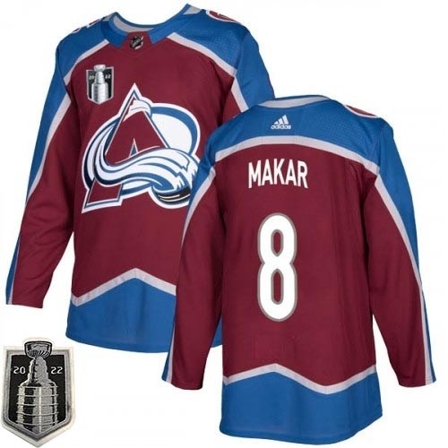 Men's Colorado Avalanche #8 Cale Makar 2022 Burgundy Stanley Cup Final Patch Stitched Jersey