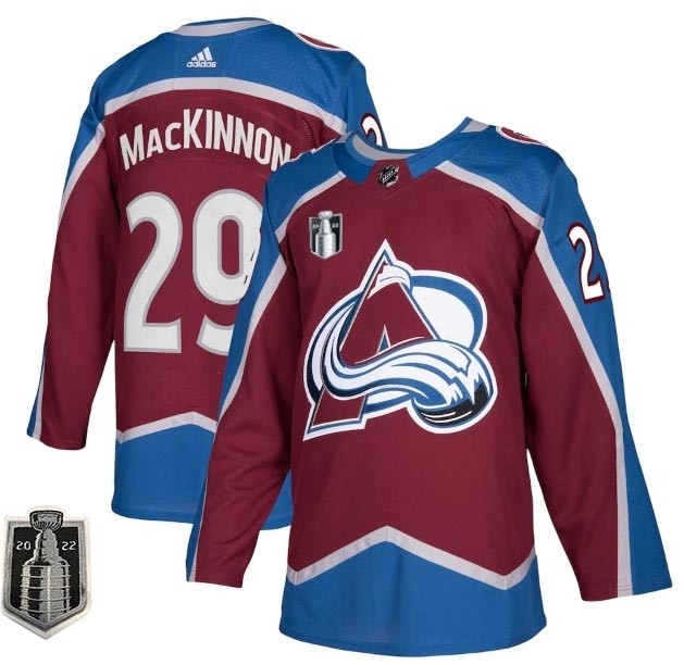 Men's Colorado Avalanche #29 Nathan MacKinnon 2022 Burgundy Stanley Cup Final Patch Stitched Jersey