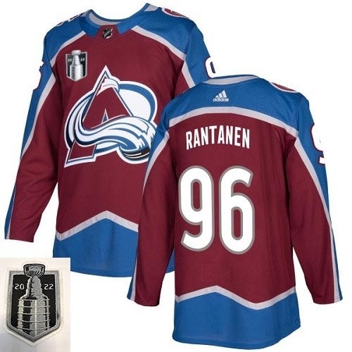 Men's Colorado Avalanche #96 Mikko Rantanen 2022 Burgundy Stanley Cup Final Patch Stitched Jersey