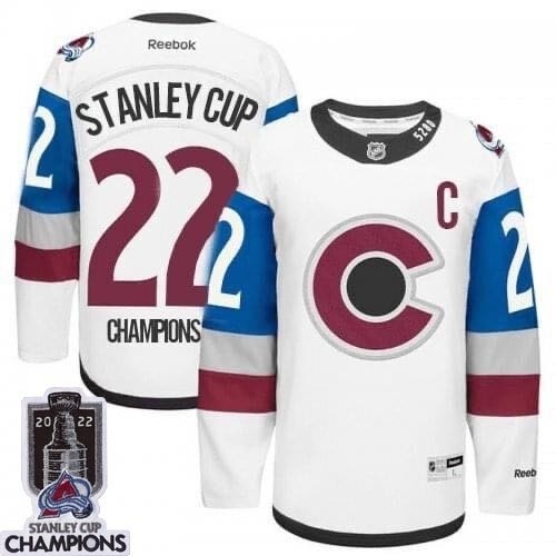 Men's Colorado Avalanche #22 Stanley Cup Champions 2022 White Stitched Jersey