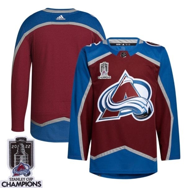 Men's Colorado Avalanche Blank 2022 Burgundy Stanley Cup Champions Patch Stitched Jersey