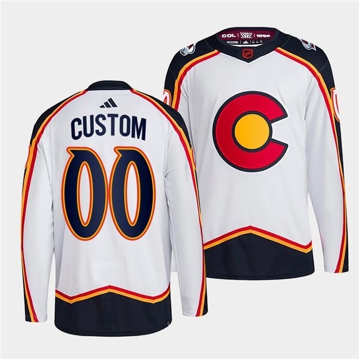 Men's Colorado Avalanche Custom 2022-23 White Reverse Retro Stitched Jersey(Name and number remark in comment column)