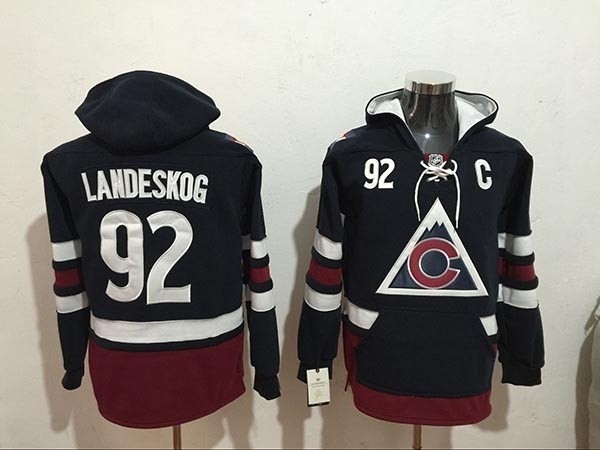 NHL Colorado Avalanche #96 Mikko Rantanen Navy All Stitched Hooded Sweatshirt