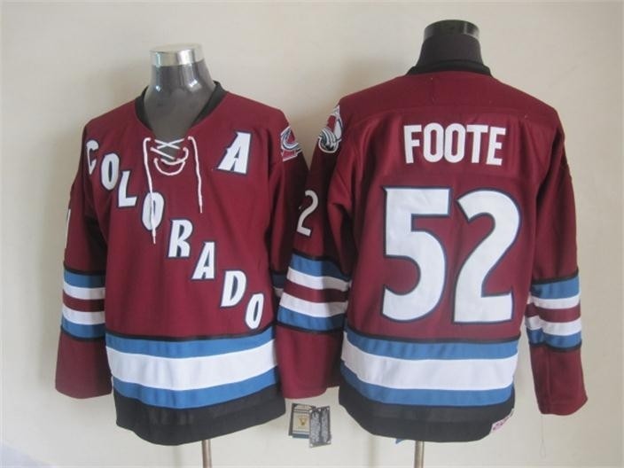 Men's Colorado Avalanche #52 Adam Foote 2001-02 Red CCM Throwback Jersey