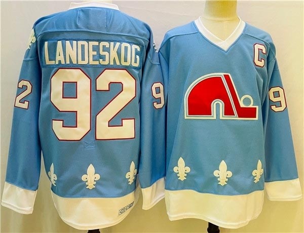 Men's Colorado Avalanche #92 Gabriel Landeskog Light Blue Throwback CCM Jersey