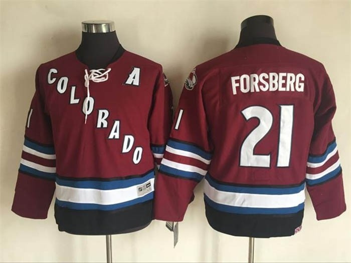 YouthColorado Avalanche #21 Peter Forsberg 2001-02 Red CCM Throwback Jersey