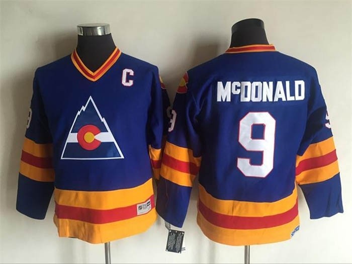 YouthColorado Avalanche #9 Lanny McDonald Sky blue throwback Jersey