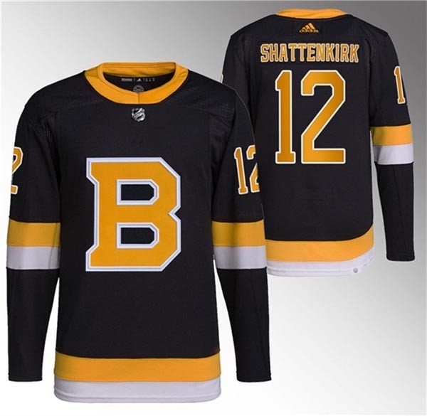 Men's Boston Bruins #12 Kevin Shattenkirk Black Home Adidas Stitched Jersey