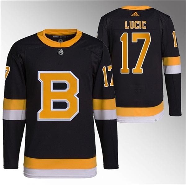 Men's Boston Bruins #17 Milan Lucic Black Home Adidas Stitched Jersey