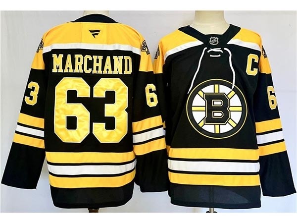 Men's Boston Bruins #63 Brad Marchand 2024 Black Jersey