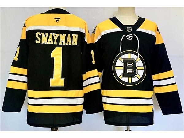 Men's Boston Bruins #1 Jeremy Swayman 2024-25 Black Jersey