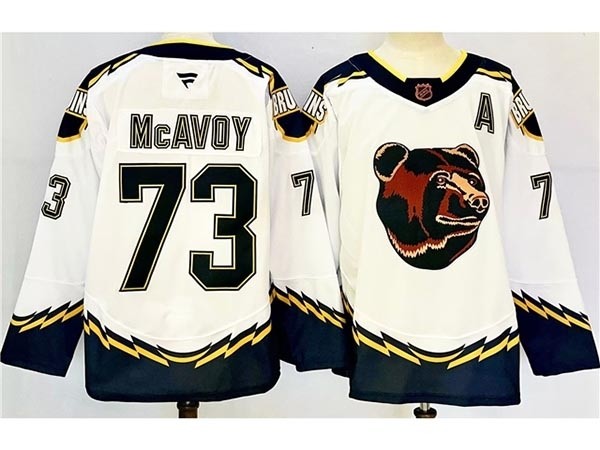 Men's Boston Bruins #73 Charlie McAvoy White Reverse Retro 2024-25 Jersey