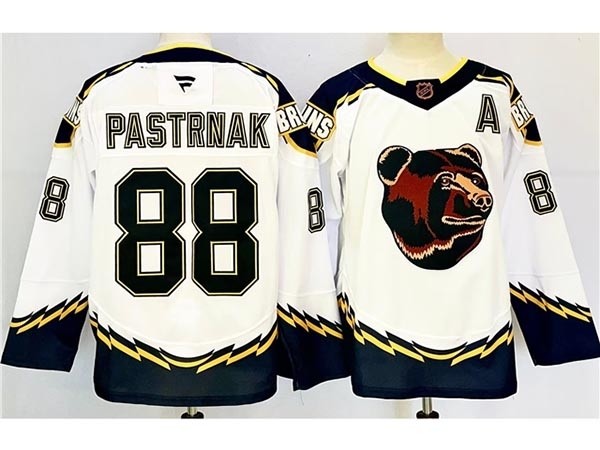 Men's Boston Bruins #88 David Pastrnak White Reverse Retro 2024-25 Jersey