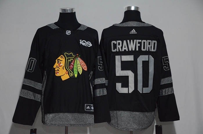 NHL Chicago Blackhawks #50 Corey Crawford Black 100th Centennal Classic Jersey