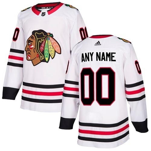 Men's Adidas Blackhawks Personalized Authentic White Road NHL Jersey(Name and number remark in comment column)