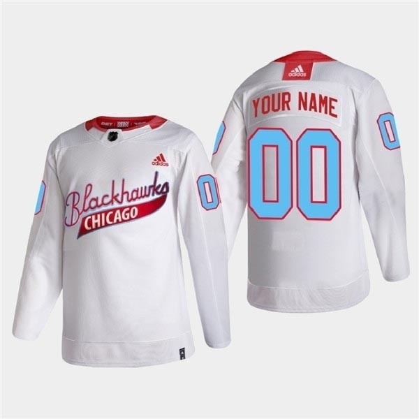 Men's Chicago Blackhawks Custom 2022 Community Night White Stitched Jersey(Name and number remark in comment column)