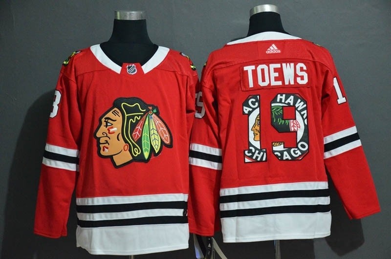 NHL Chicago Blackhawks #19 Jonathan Toews Red Team Logo  Adidas Jersey