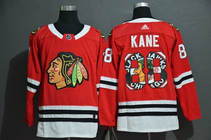 NHL Chicago Blackhawks #88 Patrick Kane Red Team Logo Adidas Jersey