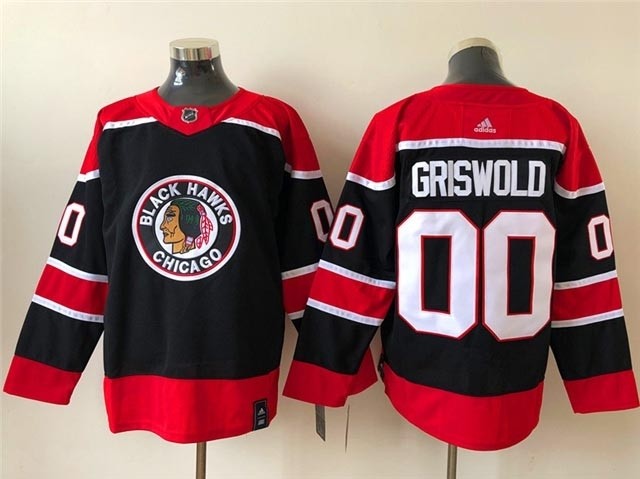 NHL Chicago Blackhawks #00 Clark Griswold Christmas Vacation Black 2020-21 Reverse Retro Adidas Jersey