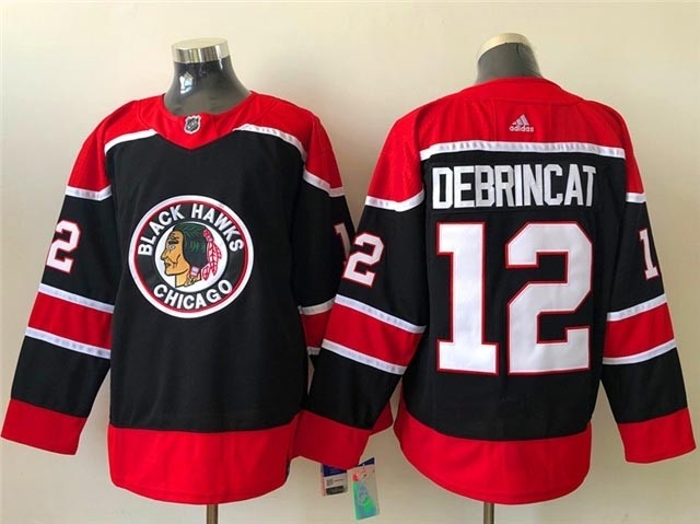 Chicago Blackhawks #12 Alex DeBrincat Black Men's Adidas 2020-21 Reverse Retro Alternate NHL Jersey