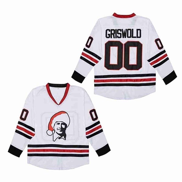 NHL Chicago Blackhawks  #00 Clark Griswold White Christmas Vacation Movie Hockey Jersey