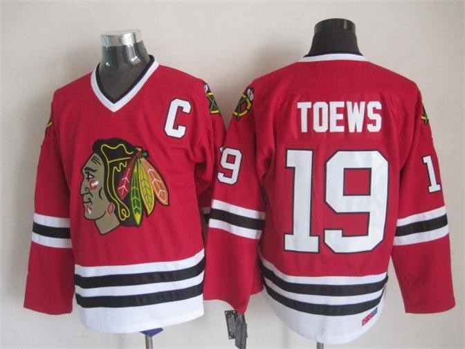 Men's Chicago Blackhawks #19 Jonathan Toews Red Throwback CCM Jersey