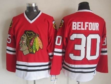 Men's Chicago Blackhawks #30 ED Belfour Red Throwback CCM Jersey