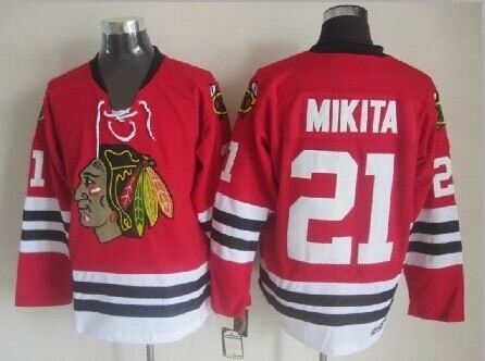 Chicago Blackhawks #21 Stan Mikita Red Throwback CCM Jersey