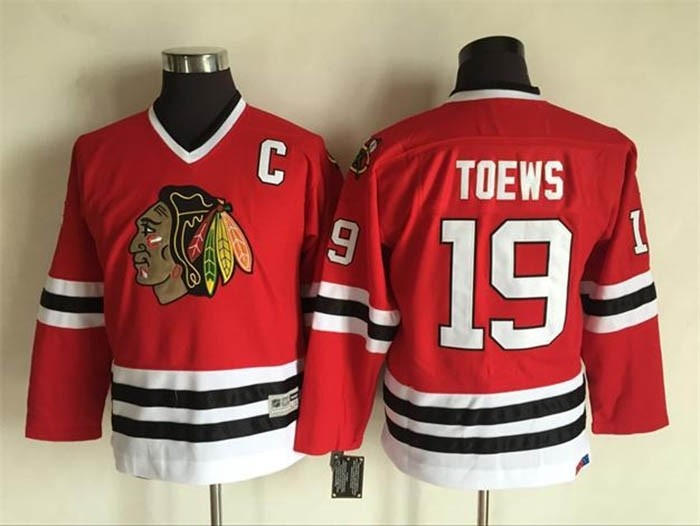 Youth Chicago Blackhawks #19 Jonathan Toews Red Throwback CCM Jersey