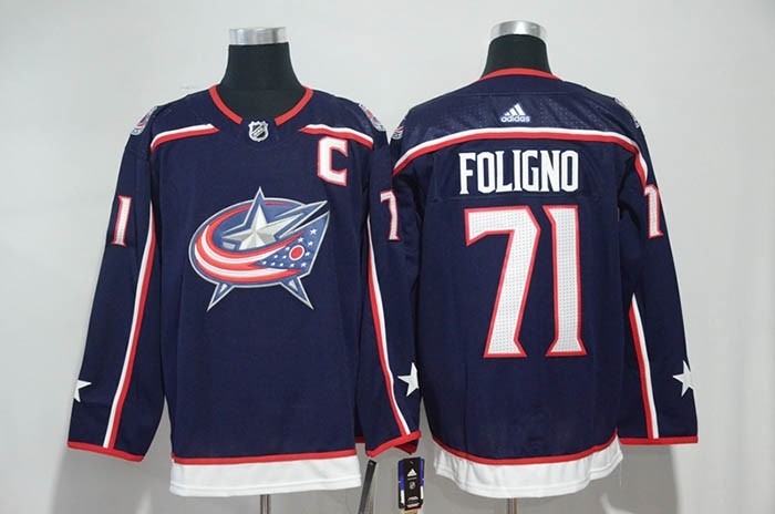 NHL Columbus Blue Jackets #71 Nick Foligno Navy Adidas Jersey