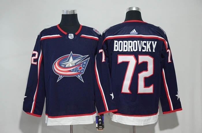 NHL Columbus Blue Jackets #72 Sergei Bobrovsky Navy Adidas Jersey