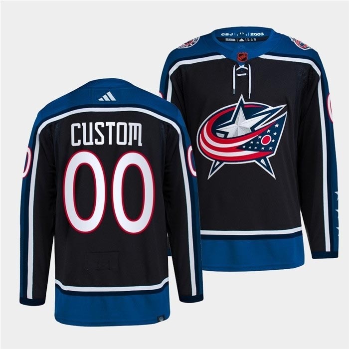 Men's Columbus Blue Jackets Custom Navy 2022-23 Reverse Retro Stitched Jersey(Name and number remark in comment column)