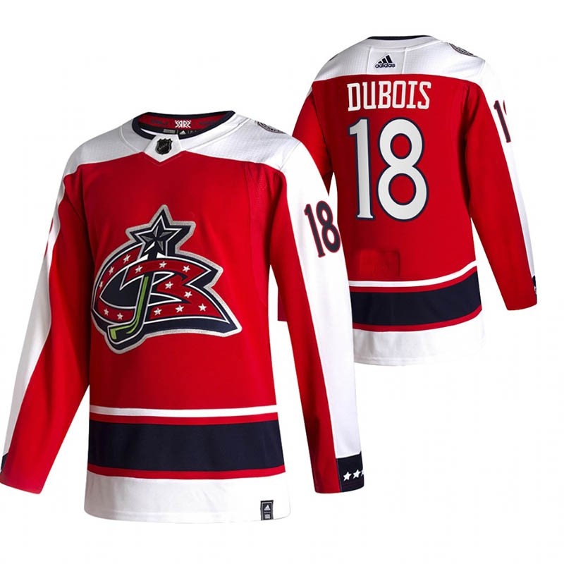 Columbus Blue Jackets #18 Pierre-Luc Dubois Red Men's Adidas 2020-21 Reverse Retro Alternate NHL Jersey