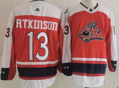 Columbus Blue Jackets #13 Cam Atkinson Red Men's Adidas 2020-21 Reverse Retro Alternate NHL Jersey