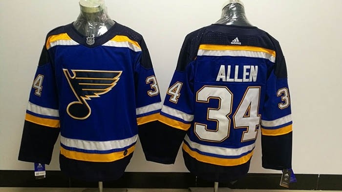 NHL St. Louis Blues #34 Jake Allen Blue Adidas Jersey