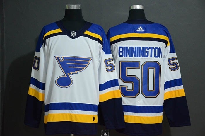 NHL St. Louis Blues #50 Jordan Binnington White Adidas Jersey