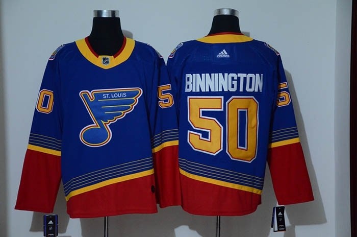 NHL St. Louis Blues #50 Jordan Binnington Blue Adidas Reissue Jersey