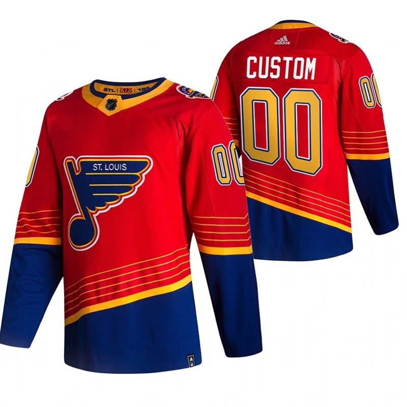 St. Louis Blues Custom Red Men's Adidas 2020-21 Reverse Retro Alternate NHL Jersey (Name and number remark in comment column)