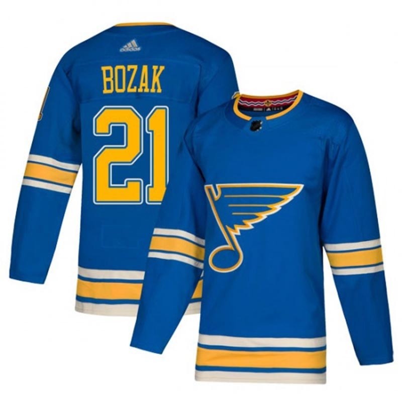 Men's Authentic St. Louis Blues #21 Tyler Bozak Blue Alternate Adidas Jersey