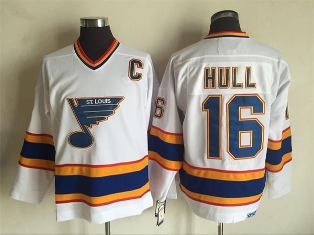 Men's St. Louis Blues #16 Brett Hull 1998-99 White CCM Throwback Jersey