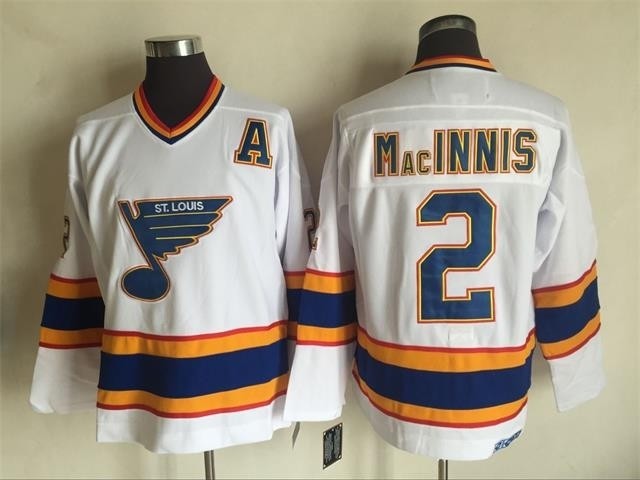 Men's St. Louis Blues #2 Al MacInnis 1998-99 White CCM Throwback Jersey