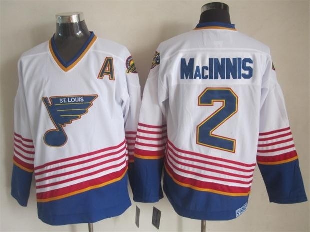 Men's St. Louis Blues #2 Al MacInnis 1995 White Throwback CCM Jersey