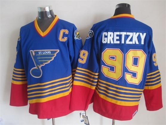 Men's St. Louis Blues #99 Wayne Gretzky 1995 Blue Throwback CCM Jersey