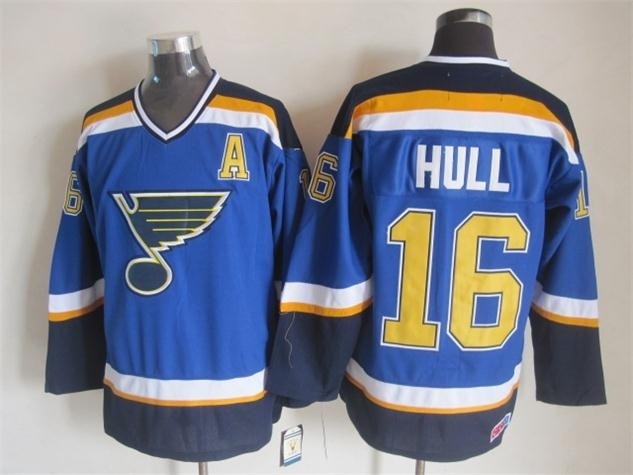 Men's St. Louis Blues #16 Brett Hull 2014 Blue Throwback CCM Jersey