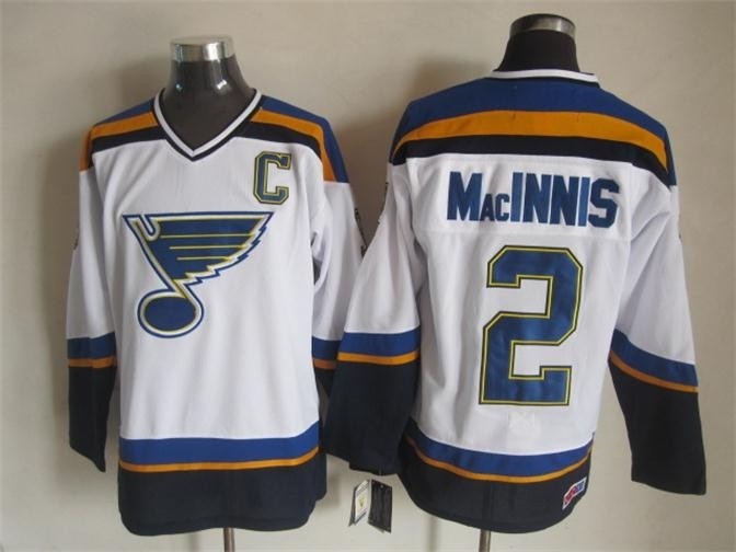 Men's St. Louis Blues #2 Al MacInnis 2014 White Throwback CCM Jersey